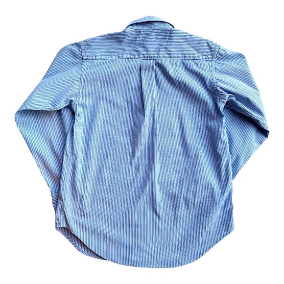 Ralph Lauren Boys Blue Striped Button Down Medium - Picture 2 of 4